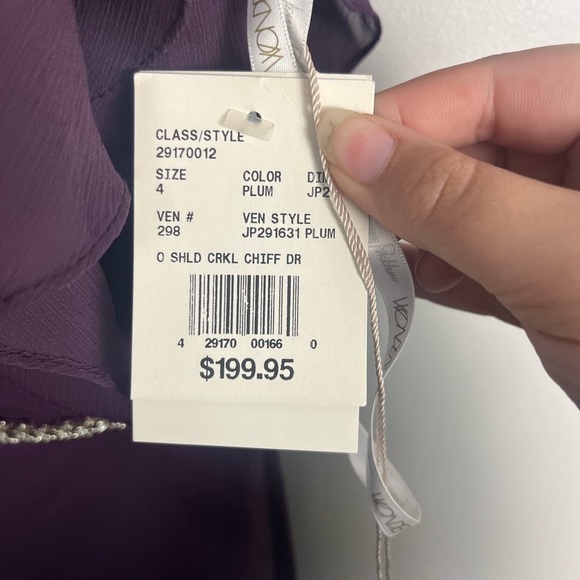 NWT Wonder by Jenny Packham plum silver beaded one shoulder maxi dress size 4 - Picture 5 of 8